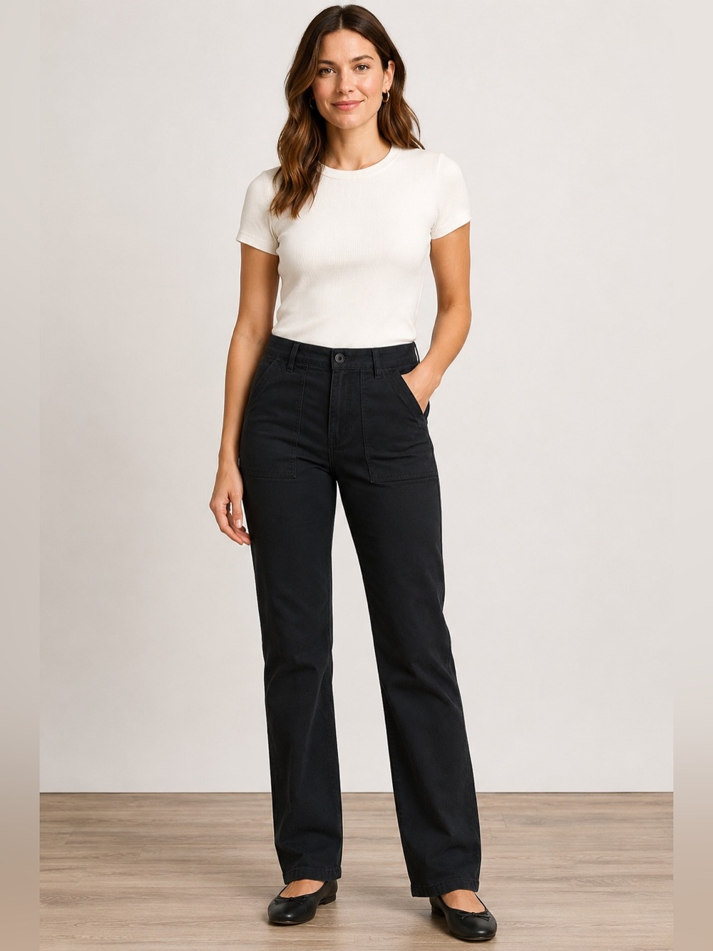 Banana Republic Women’s High Rise Twill Pants Size 8 Black Straight Leg NWT